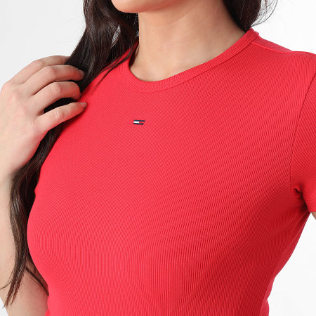 Tommy Jeans - Tee Shirt Slim Femme Essential 7383 Rouge