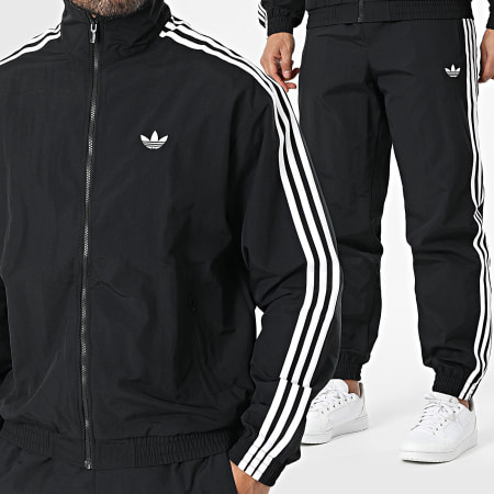 Adidas Originals - Ensemble De Survetement A Bandes Firebird KE1366 KE1371 Noir Blanc