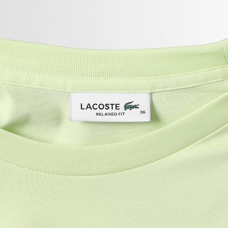 Lacoste - Tee Shirt Femme Logo Brodé Crocodile Relaxed Fit Vert Clair