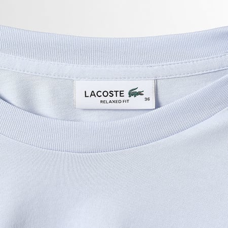 Lacoste - Tee Shirt Femme Logo Brodé Crocodile Relaxed Fit Bleu Ciel