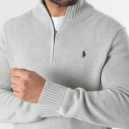 Polo Ralph Lauren - Pull Col Zippé Original Player Gris