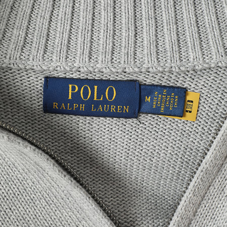 Polo Ralph Lauren - Pull Col Zippé Original Player Gris