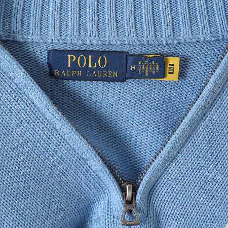 Polo Ralph Lauren - Pull Col Zippé Original Player Bleu Clair