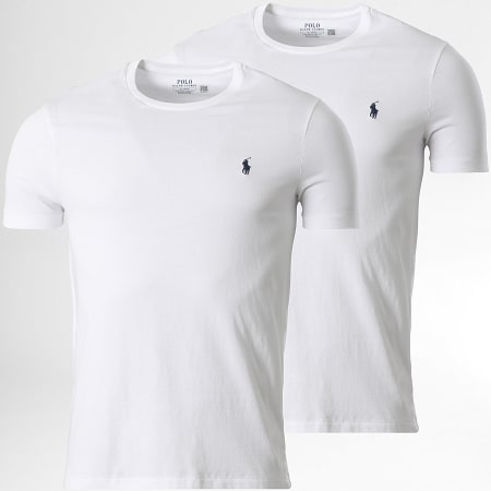 Polo Ralph Lauren - Lot De 2 Tee Shirts Custom Slim Fit Original Player Blanc