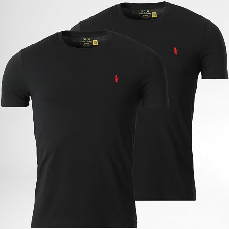 Polo Ralph Lauren - Lot De 2 Tee Shirts Custom Slim Fit Original Player Noir
