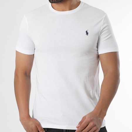 Polo Ralph Lauren - Lot De 2 Tee Shirts Custom Slim Fit Original Player Blanc Noir