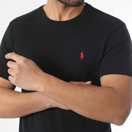 Polo Ralph Lauren - Lot De 2 Tee Shirts Custom Slim Fit Original Player Blanc Noir