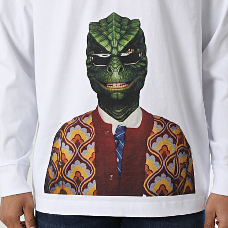 Vald - Tee Shirt Manches Longues Reptilien Blanc