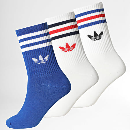 Adidas Originals - Set van 3 Pairs Sokken 3 Stripes Crew KD8252 Wit Koningsblauw Rood Zwart