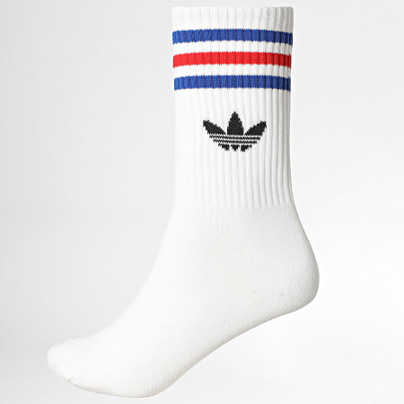 Adidas Originals - Set van 3 Pairs Sokken 3 Stripes Crew KD8252 Wit Koningsblauw Rood Zwart