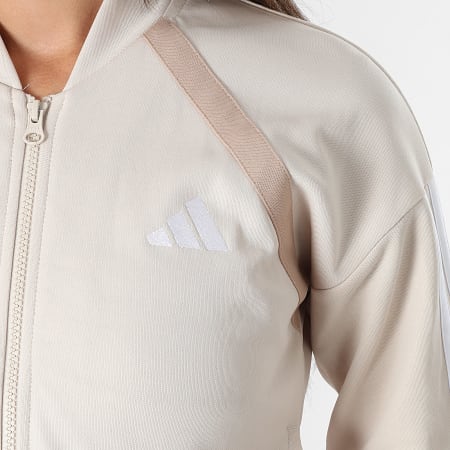 Adidas Sportswear - Ensemble De Survetement A Bandes Femme Teamsports KB8181 Beige