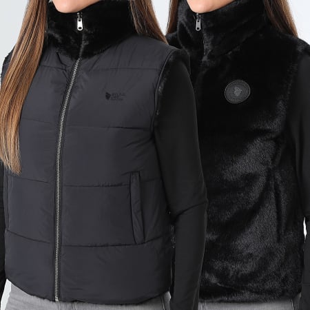 Comme Des Loups - Plumífero sin mangas con pelo reversible Mujer Smooth Negro