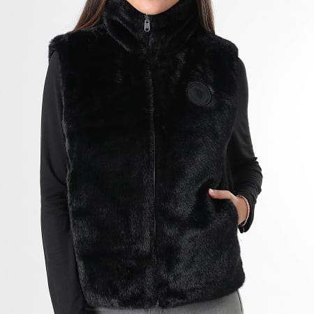 Comme Des Loups - Plumífero sin mangas con pelo reversible Mujer Smooth Negro