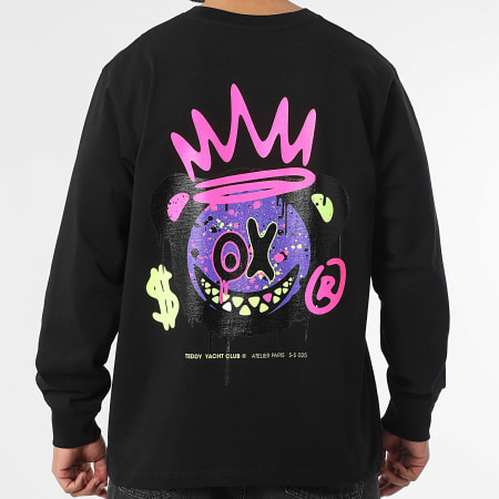 Teddy Yacht Club - Tee Shirt Manches Longues Relaxed Vision Noir