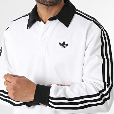Adidas Originals - Polo Manches Longues A Bandes 3 Stripes KE3575 Blanc Noir