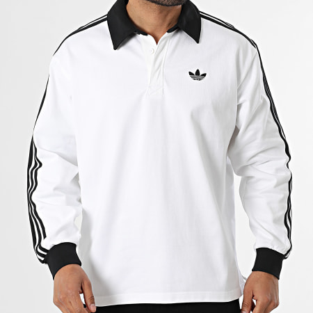 Adidas Originals - Polo Manches Longues A Bandes 3 Stripes KE3575 Blanc Noir