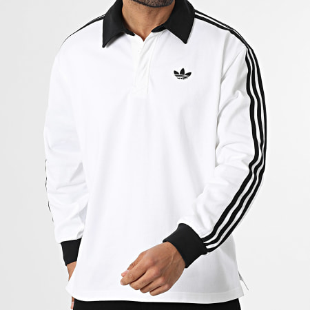 Adidas Originals - Polo Manches Longues A Bandes 3 Stripes KE3575 Blanc Noir