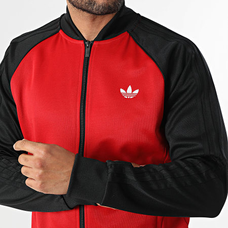 Adidas Originals - Veste Zippée A Bandes KE3510 Rouge Noir