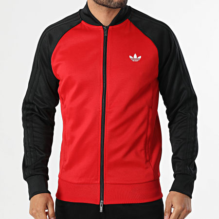 Adidas Originals - Veste Zippée A Bandes KE3510 Rouge Noir