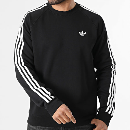 Adidas Originals - Sweat Crewneck A Bandes 3 Stripes KE3550 Noir Blanc