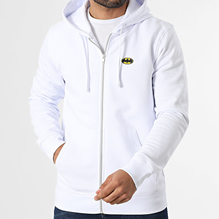 DC Comics - Sweat Zippé Capuche Patch Brodé Blanc