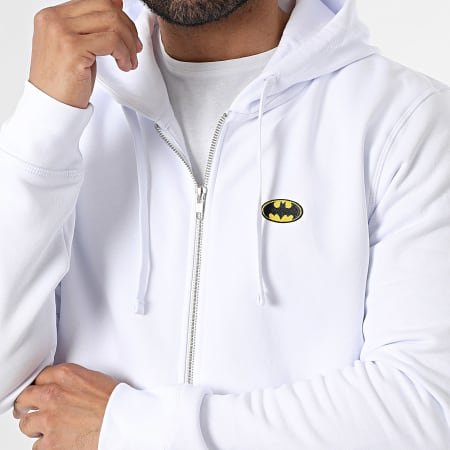 DC Comics - Sweat Zippé Capuche Patch Brodé Blanc
