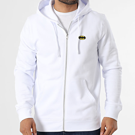 DC Comics - Sweat Zippé Capuche Patch Brodé Blanc