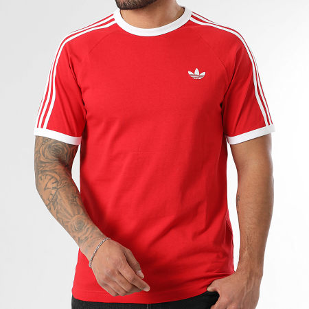 Adidas Originals - Tee Shirt A Bandes 3 Stripes KE3535 Rouge Blanc