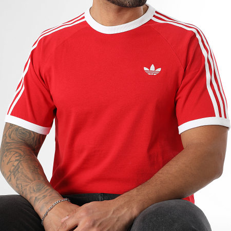 Adidas Originals - Tee Shirt A Bandes 3 Stripes KE3535 Rouge Blanc