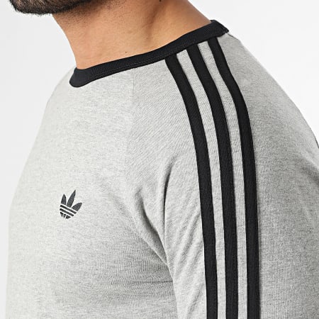 Adidas Originals - Tee Shirt Manches Longues A Bandes 3 Stripes KE3542 Gris Chiné Noir
