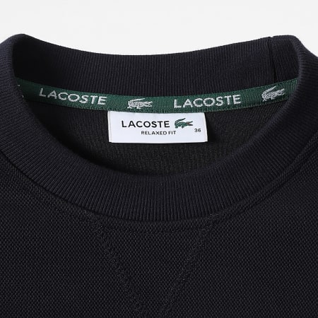 Lacoste - Sweat Crewneck Femme Logo Brodé Crocodile Bleu Marine