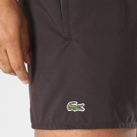 Lacoste - Short De Bain Logo Brodé Crocodile Marron