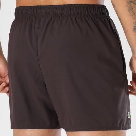 Lacoste - Short De Bain Logo Brodé Crocodile Marron