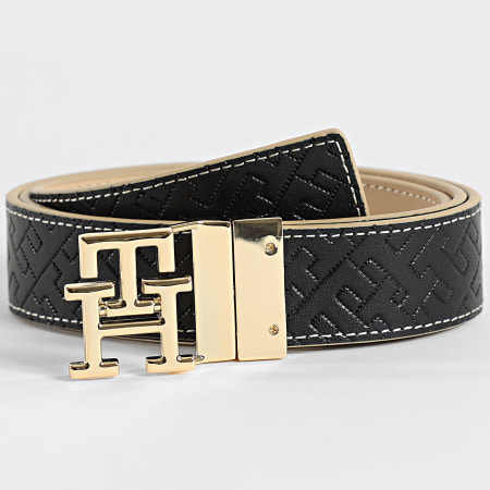 Tommy Hilfiger - Cinturón Reversible Mujer Logo 8256 Beige Negro