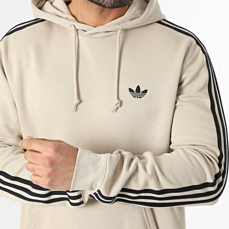Adidas Originals - Sweat Capuche A Bandes 3 Stripes KE6678 Beige Noir