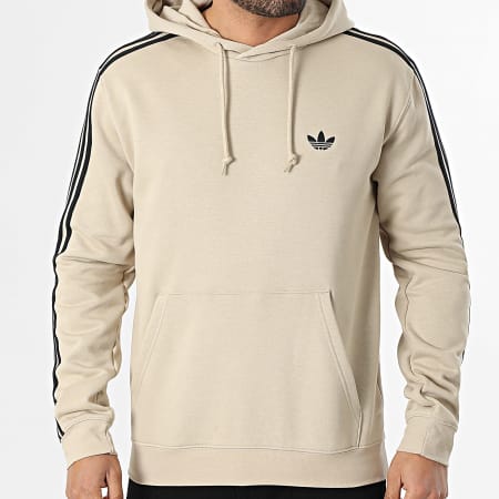 Adidas Originals - Sweat Capuche A Bandes 3 Stripes KE6678 Beige Noir