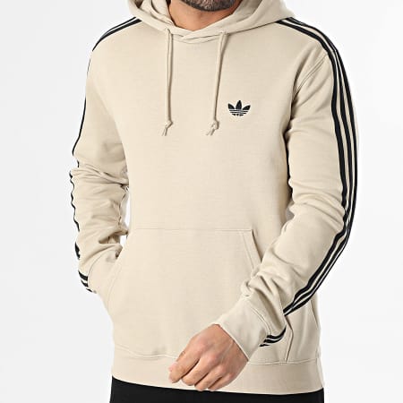 Adidas Originals - Sweat Capuche A Bandes 3 Stripes KE6678 Beige Noir