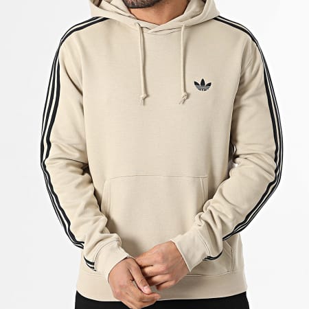 Adidas Originals - Sweat Capuche A Bandes 3 Stripes KE6678 Beige Noir