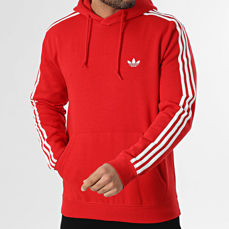 Adidas Originals - Sweat Capuche A Bandes 3 Stripes KE3555 Rouge Blanc