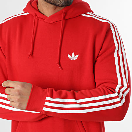 Adidas Originals - Sweat Capuche A Bandes 3 Stripes KE3555 Rouge Blanc
