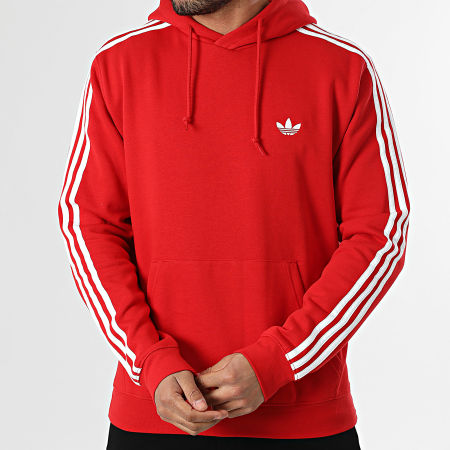 Adidas Originals - Sweat Capuche A Bandes 3 Stripes KE3555 Rouge Blanc