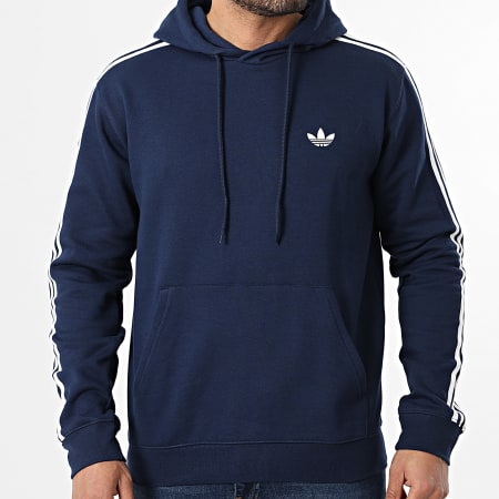 Adidas Originals - Sweat Capuche A Bandes 3 Stripes KE3556 Bleu Marine Blanc
