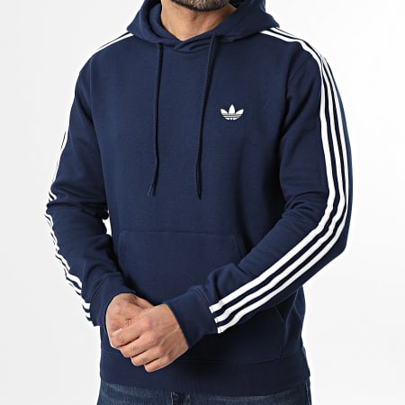 Adidas Originals - Sweat Capuche A Bandes 3 Stripes KE3556 Bleu Marine Blanc