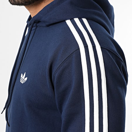Adidas Originals - Sweat Capuche A Bandes 3 Stripes KE3556 Bleu Marine Blanc