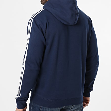 Adidas Originals - Sweat Capuche A Bandes 3 Stripes KE3556 Bleu Marine Blanc