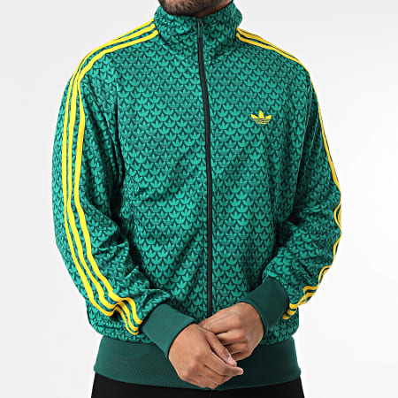 Adidas Originals - Veste Zippée A Bandes Firebird KD0382 Vert Jaune