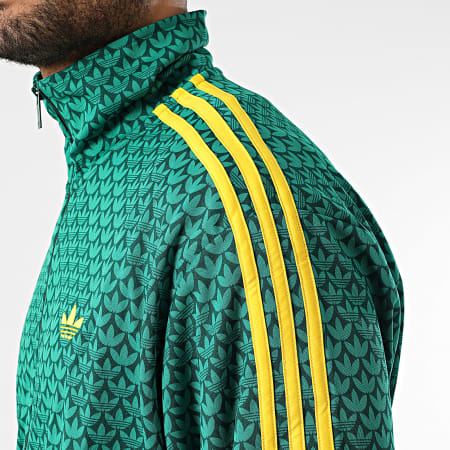 Adidas Originals - Veste Zippée A Bandes Firebird KD0382 Vert Jaune