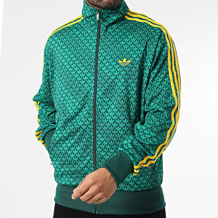 Adidas Originals - Veste Zippée A Bandes Firebird KD0382 Vert Jaune