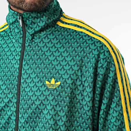 Adidas Originals - Veste Zippée A Bandes Firebird KD0382 Vert Jaune
