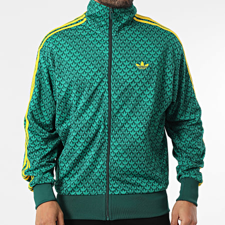 Adidas Originals - Veste Zippée A Bandes Firebird KD0382 Vert Jaune